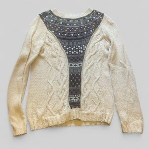 Angel of the North knit colorful retro chic pullover sweater beaded Medium artsy